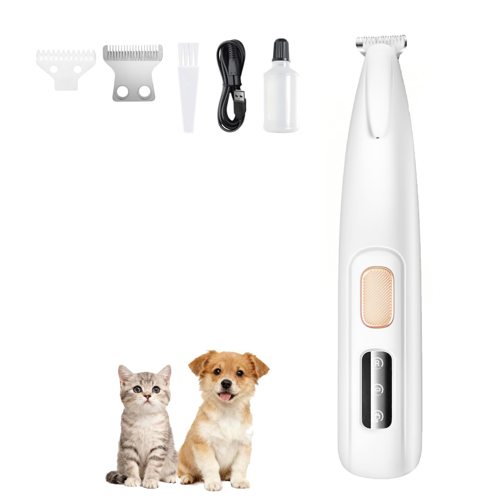 YonPhsy Dog Paw Trimmer with LED Light, 18 mm Widen Blade, 35 dB Low Noise, LED Display, Fully Waterproof, Rechargeable Clipper for Dogs Cats Trimming