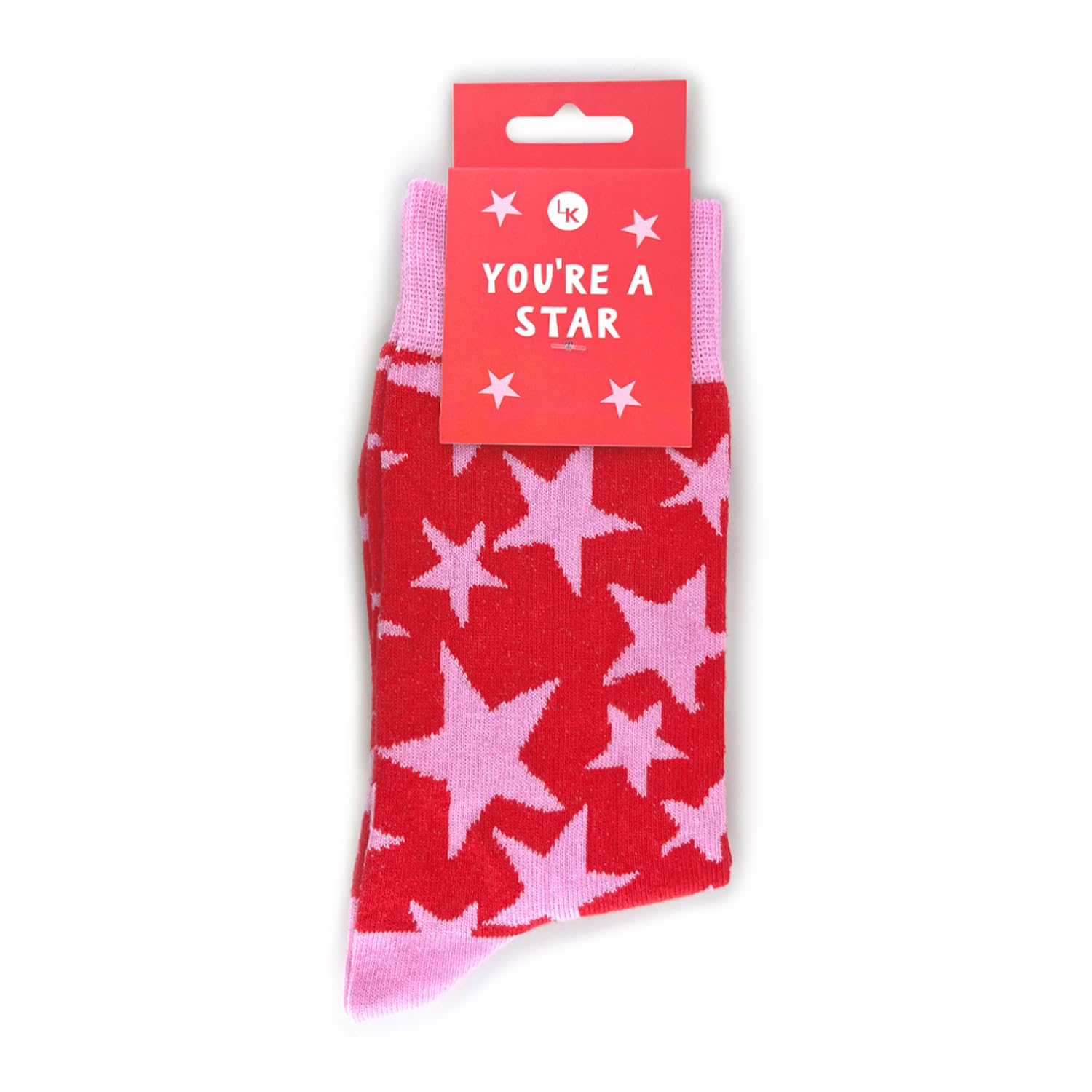 Love Kates Women's Red Snazzy Socks You're A Star & Pink Socks Size 4-7 Novelty Sock Gift Lksock008
