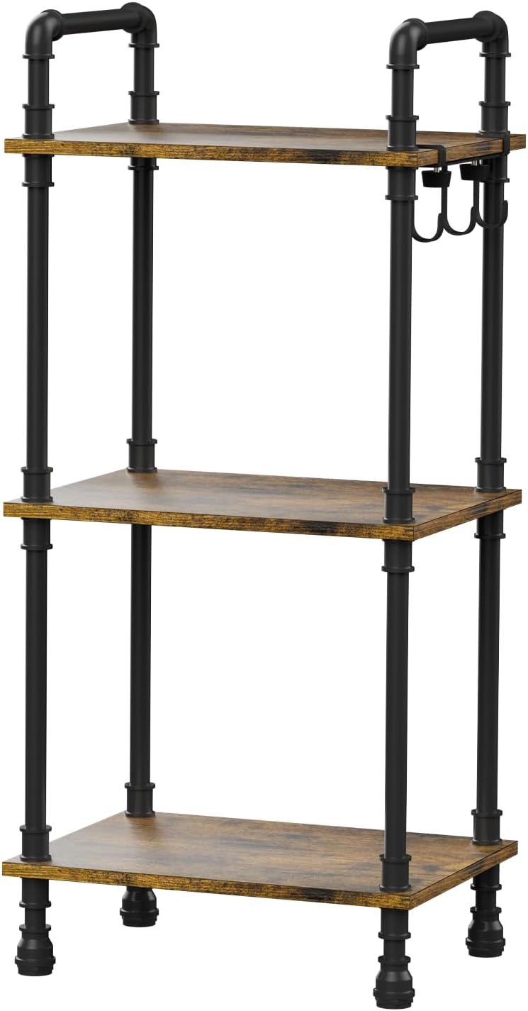 Aduanbang 4-Tier Industrial Pipe Ladder Shelf, Vintage Style Bookshelf, Freestanding Storage Rack Organizer for Living Room, Bedroom, Kitchen (Brown(3-Tier))