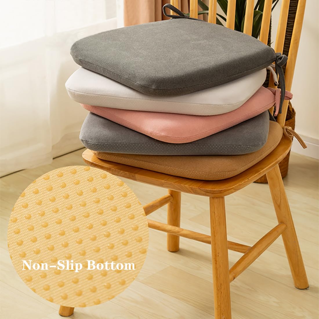 Espuma viscoelástica Suave con Lazos | Funda Lavable y Transpirable(Dark Gray,44x42x4.5cm)
