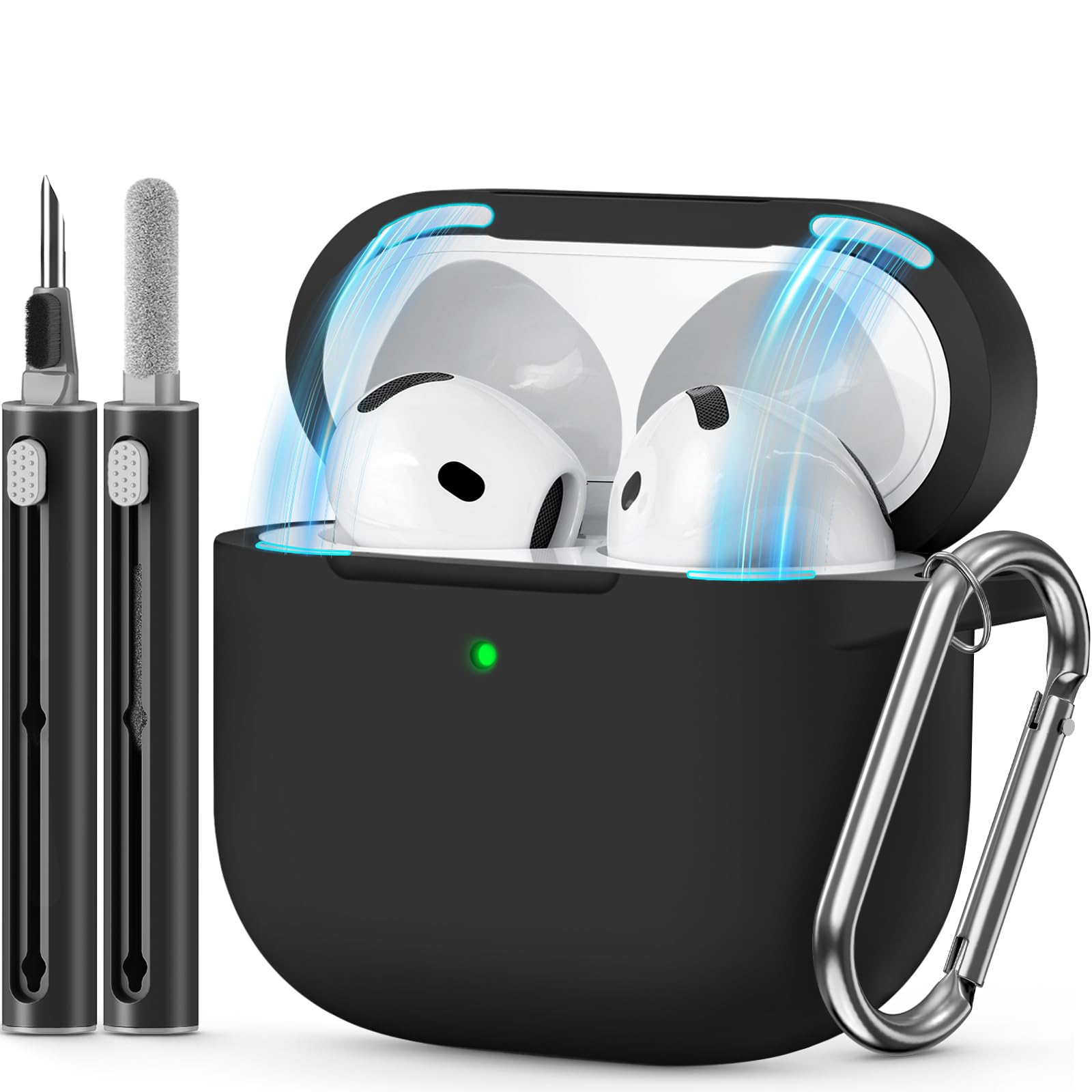 MCTOPZO for AirPods 4 Case 2024 Come with Cleaner Kit,Soft Silicone Protective Cover for Apple AirPods 4th Generation Cases with Keychain,Compatible