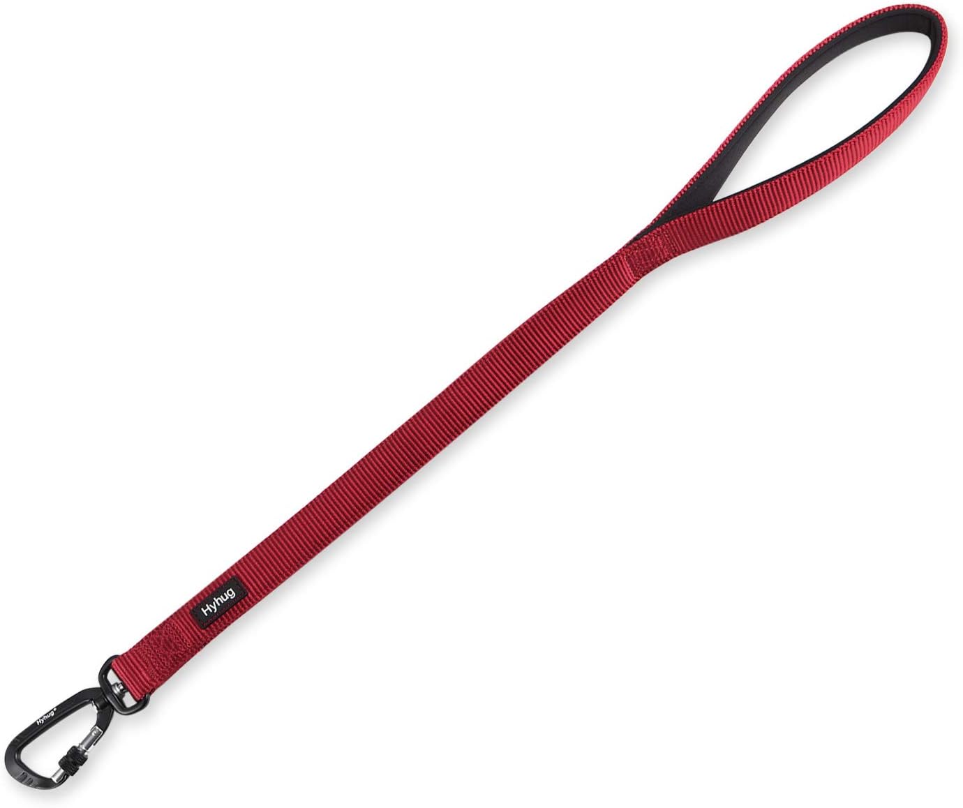 Hyhug Pets 24 Inches Durable Short Leash with Neoprene Soft Handle and Lightweight Aviation Aluminium Clip Lead- for Daily Use Walking and Professional Training. (Red)