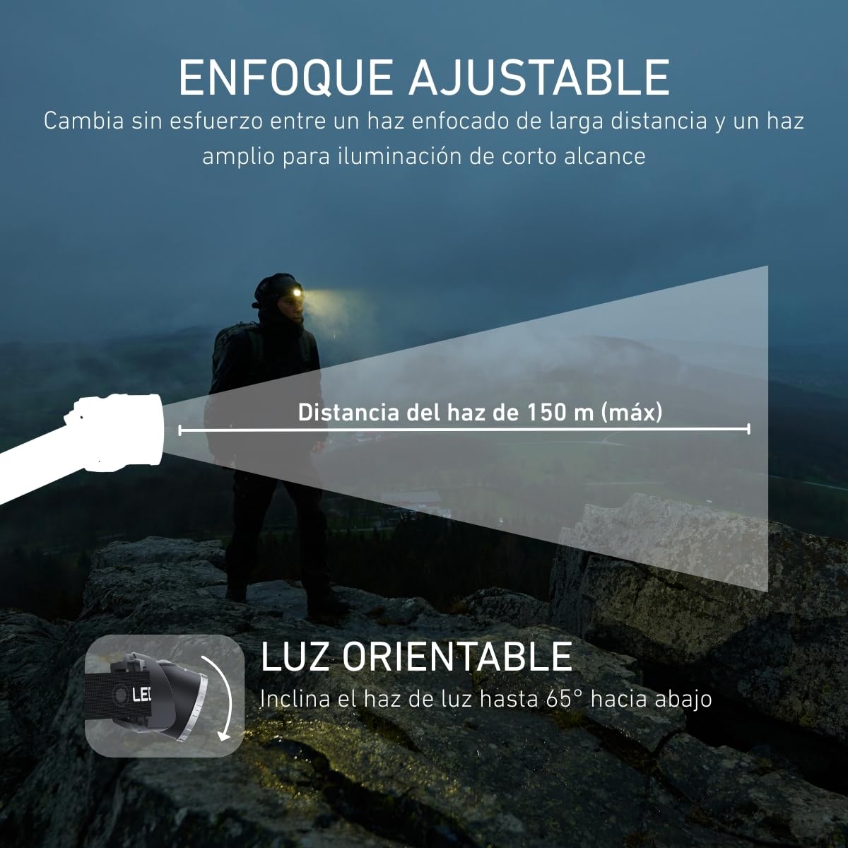 Ledlenser H8R Linterna Frontal Recargable, 600lm, Edición 25 Aniversario | Incluye batería adicional: doble autonomía, alcance 150 m, USB-C, luz roja trasera, IP54, para el trabajo, camping y pesca