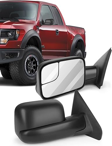 ECCPP Espejos de remolque con 2002-2008 para Dodge para Ram 1500 2003-2009 para Dodge para Ram 25003500 Potencia ajustada, sin luz de señal de giro,