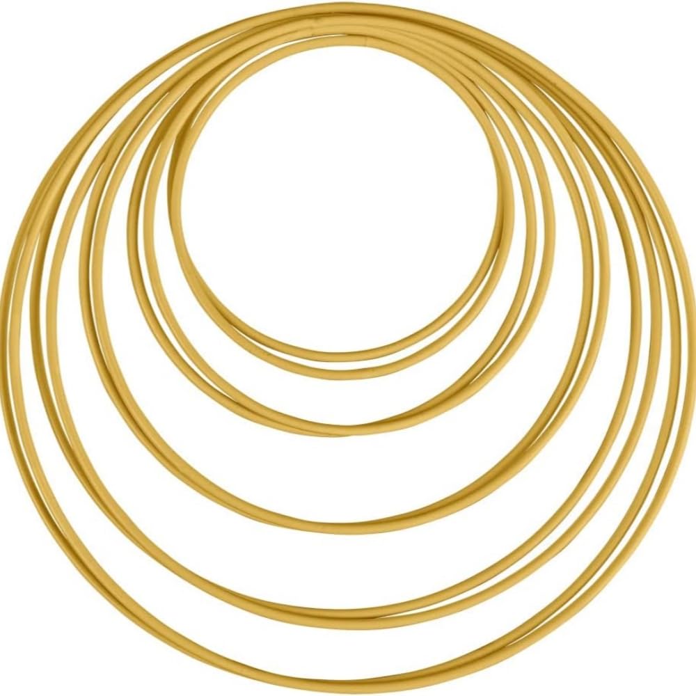 Metal Rings Assorted Pack of 10, 5 Sizes, Thickness Approx. 3 mm, Wire Rings for Crafts for Wrapping Technique Dream Catcher