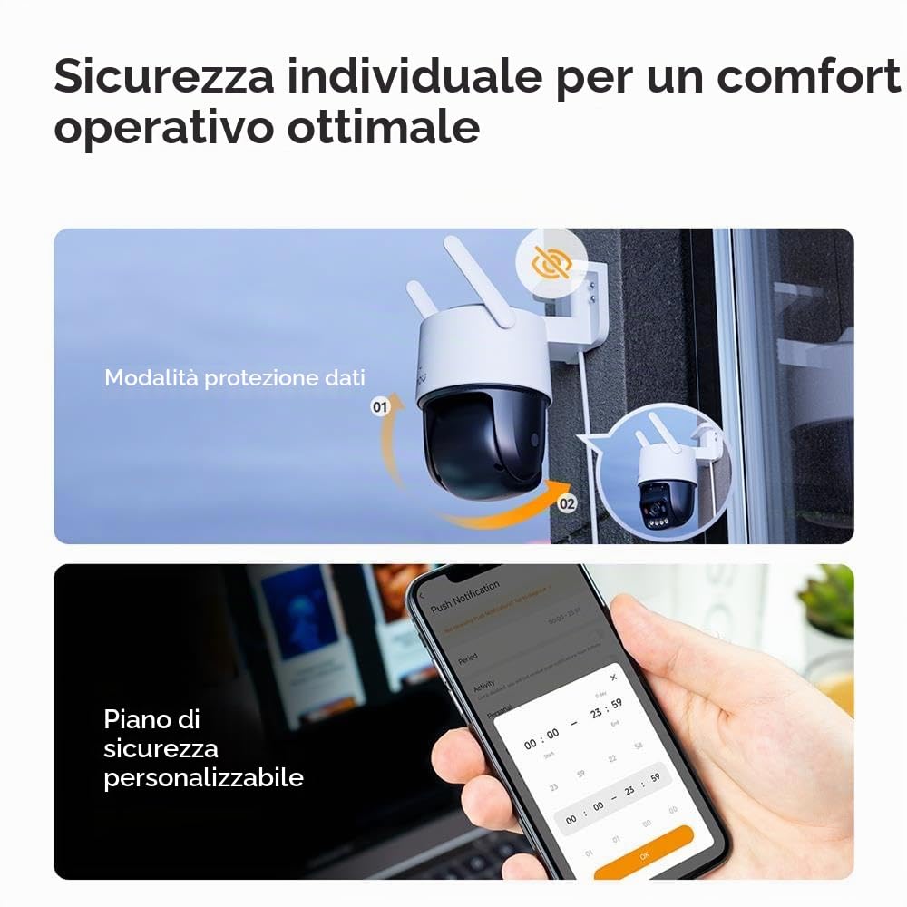 Imou Titan Pro 6MP Telecamera di sorveglianza Wi-Fi/PoE, 360° PTZ, rilevamento intelligenza artificiale, visione notturna, 30 m, sirena e luce, audio a 2 vie, telecamera per esterni