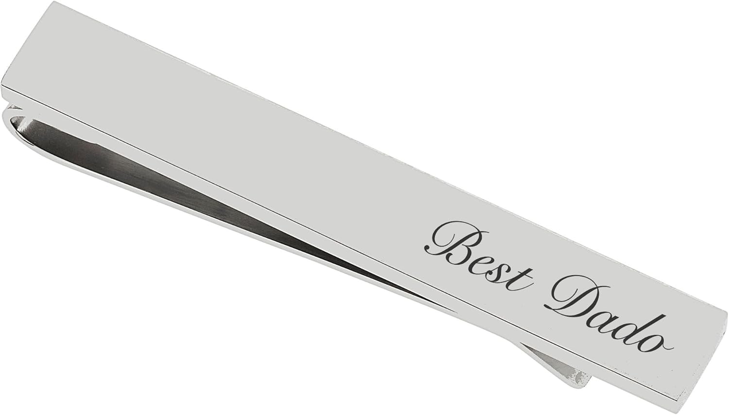Personalized High Polished Silver Tie Bar Custom Engraved Free - Stainless Steel Tie Clip, Men's Accessory, Free Engraving - Ships from USA
