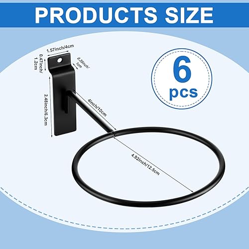 Miniatura 3 de Gisafai 6 unidades de almacenamiento de bolas de metal Slatwall multifunción, soporte de pelota Slatwall para baloncesto, soporte de pared para