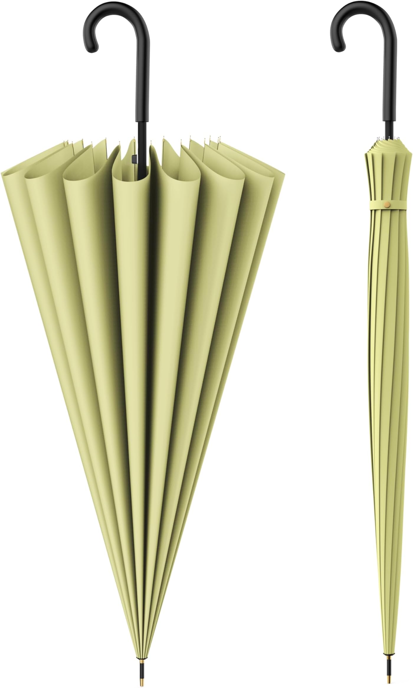 ANYCHO Umbrella for Women- Long Umbrella Travel- Windproof Umbrellas with Straight Shank- Girls Stick Umbrella Macaron Color (Green)