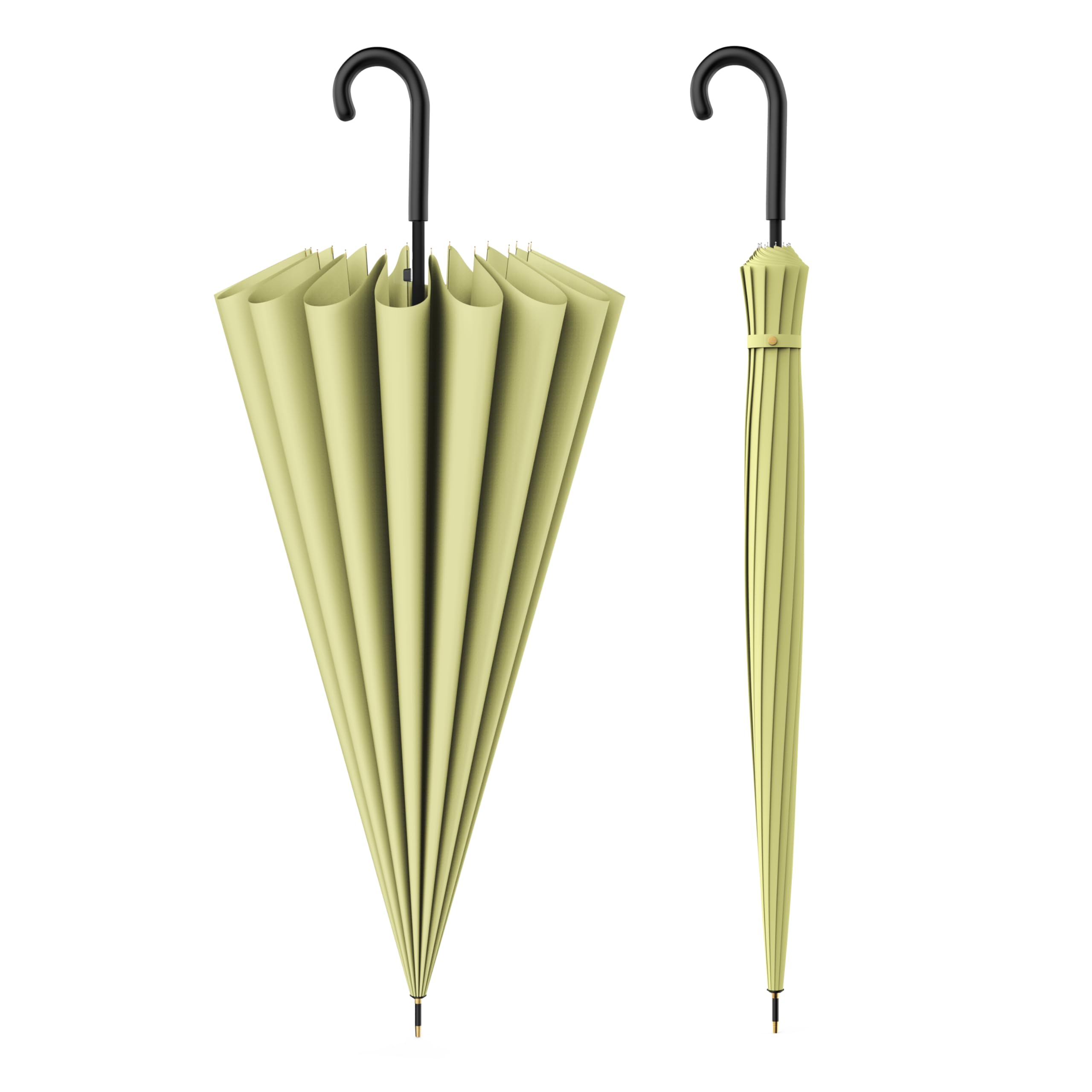 ANYCHO Umbrella for Women- Long Umbrella Travel- Windproof Umbrellas with Straight Shank- Girls Stick Umbrella Macaron Color (Green)