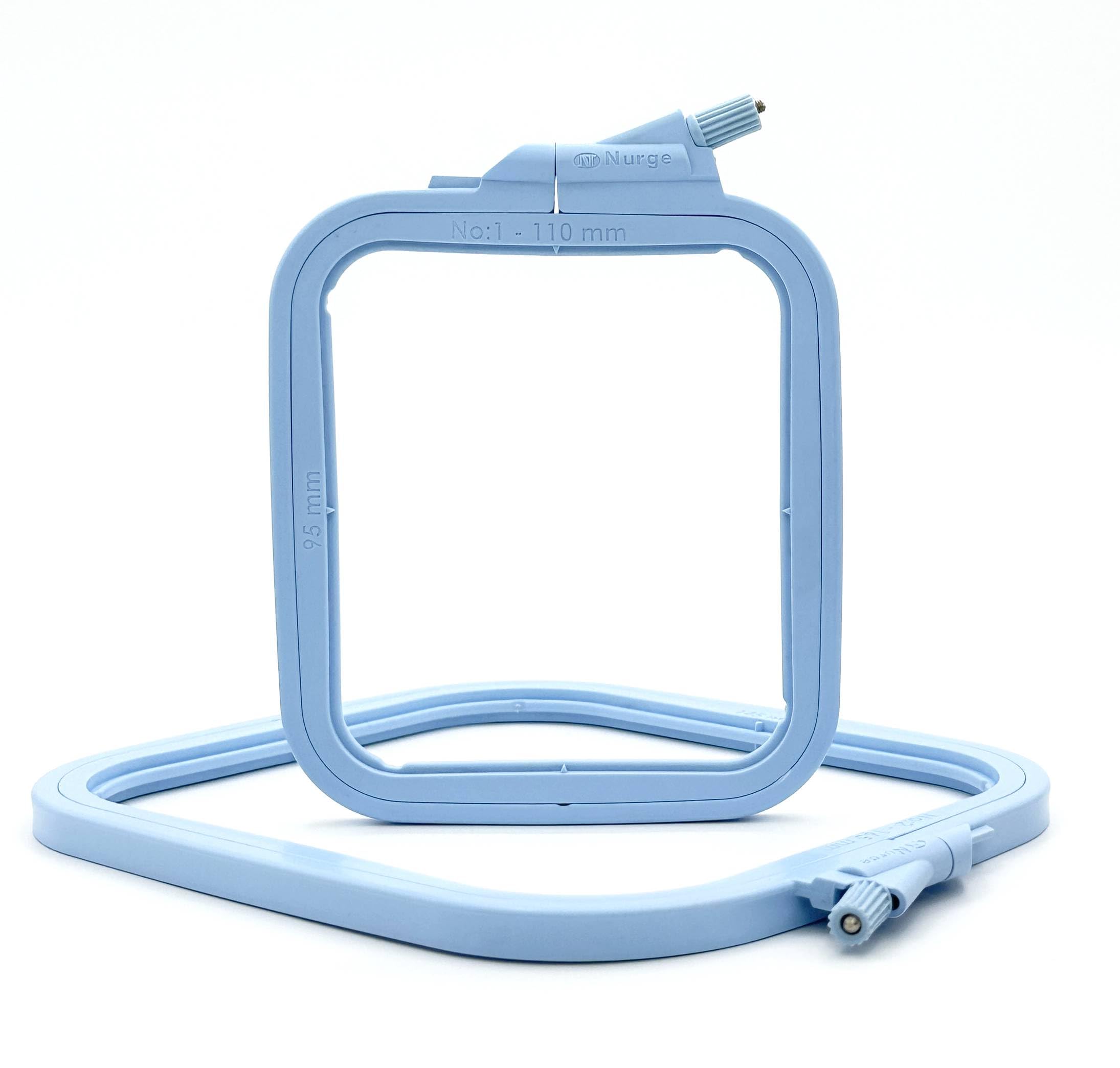 Nurge Square Embroidery Hoop - Plastic Cross Stitch Frame for Needlepoint & Embroidery - Adjustable Craft Hoop - Blue - No:1 (X Small)