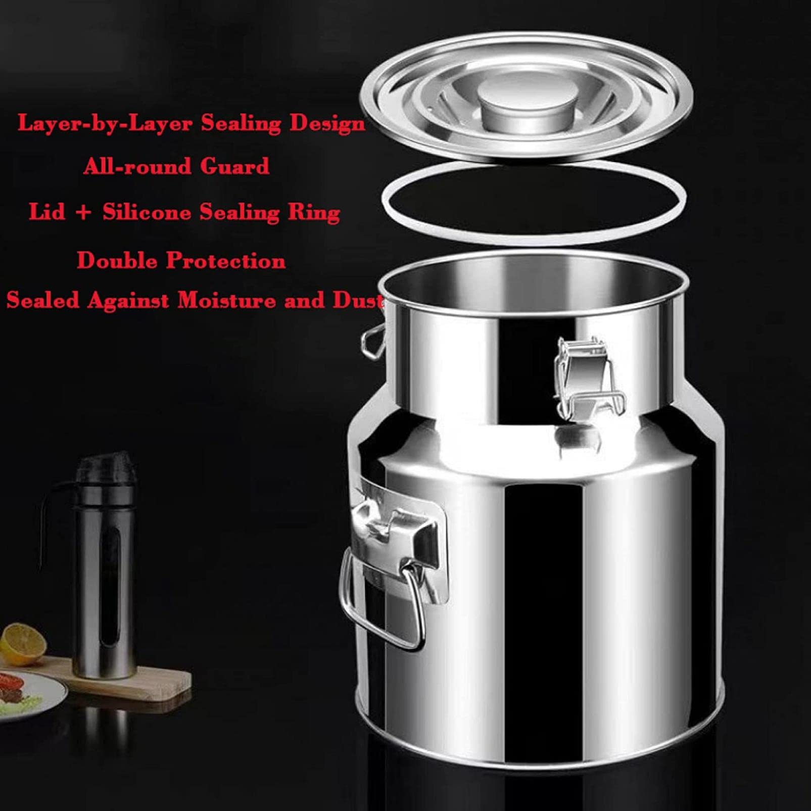 Barile fermentatore per latte in acciaio inossidabile - 15L/20L/28L/35L/42L/48L Lattine per trasporto e raccolta del latte Fusto per vino, birra, contenitore per liquidi/Argento/28L (Siliver 15