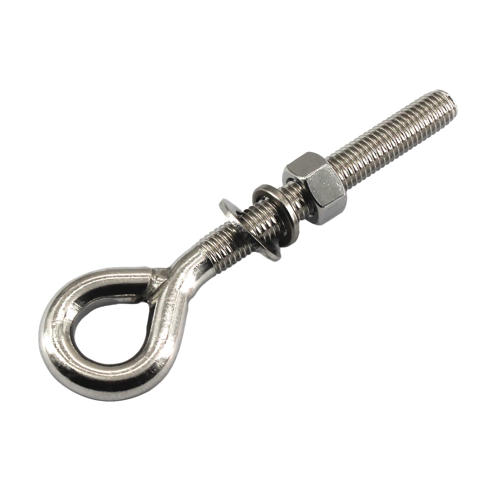 20Pcs Rvs M5 Oogbout Lange Schacht Schroefdraad Ronde Haak Oogje Bout Schroef