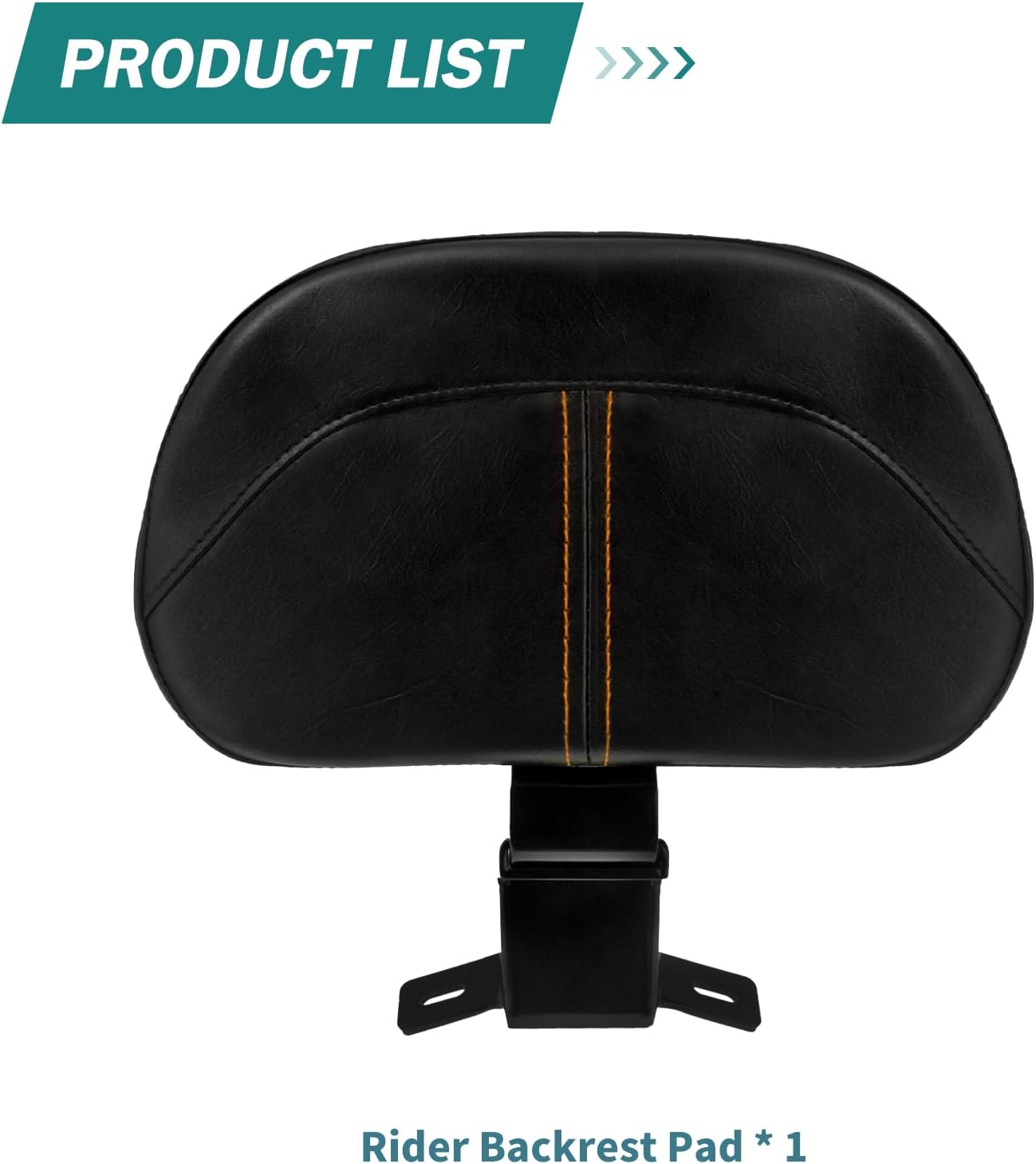 Motorcycle Adjustable Rider Backrest Pad Fit for Harley Touring CVO Street Glide Road Glide Electra Glide 2009-up (Black with orange stitching)