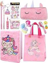 Le Delite unicorn fur diary for girls, furry notebook for girls with fur pencil box, pen, bullet pencil, eraser,sharpener,keychain I combo gift pack of 10 items