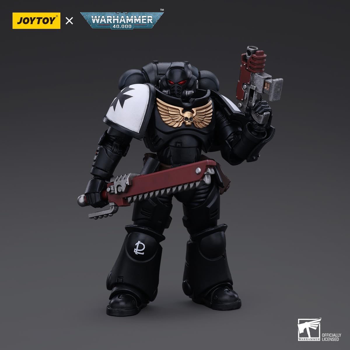 JOYTOY Warhammer 40K Space Marines Black Templars Outriders Brother Valtus 1/18 Action Figure Black Templars Outriders Joy Toy Figures