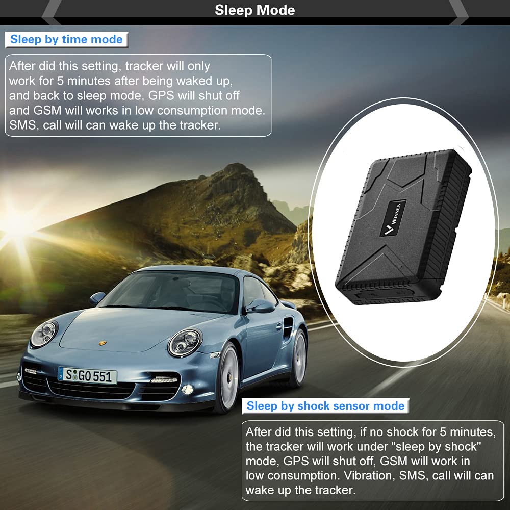 Winnes GPS Tracker Auto 10000mAh GPS Tracker Ohne ABO Echtzeit-Tracking per SMS/APP/Online-Plattform Flotte Auto LKW GPS Sender Mit Starke Magnetische Mehrfachwarnungen und Kostenlose Apps