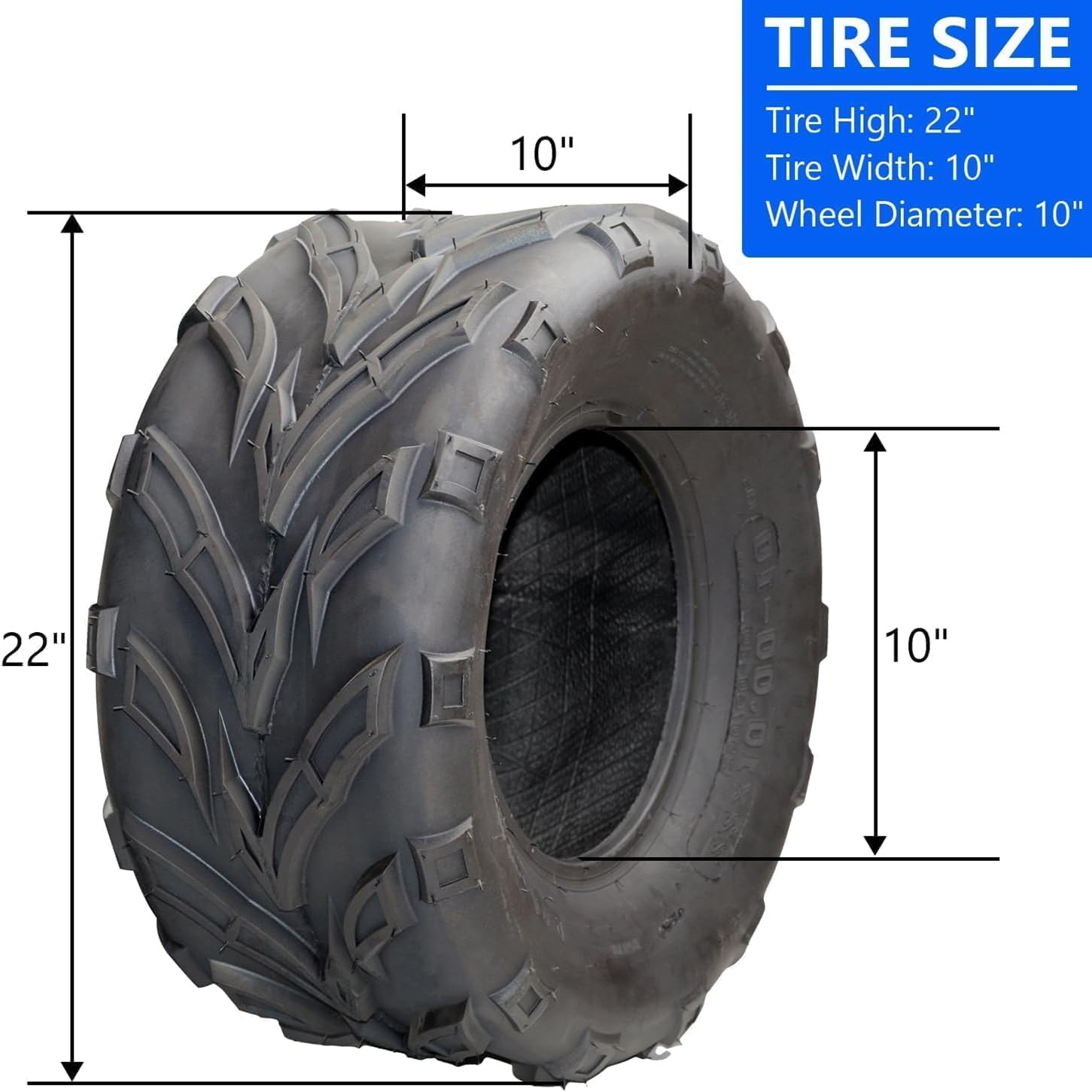 (2-Pack) 22x10-10 ATV UTV Tires, 4PR Durable Tubeless, Four-Ply Rated, 22x10x10 Lawn Mower Tires for Tractor Garden Riding Mower