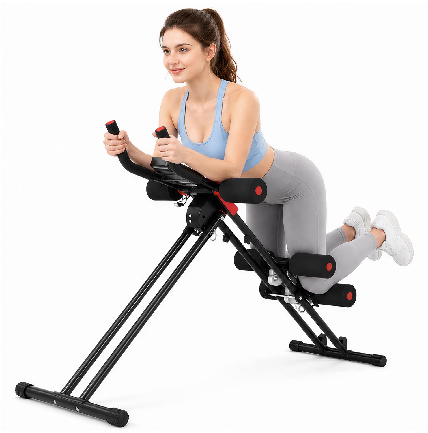 Attrezzi Palestra Casa,Macchina Addominale Pieghevole con 5 Livelli di Resistenza, Display LCD,Capacità di carico massima: 120 kg
