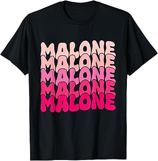 Retro Malone Girl First Name Boy Personalized Groovy 80's T-Shirt