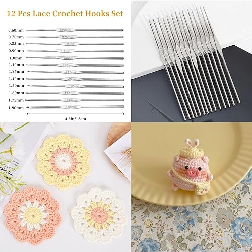 Miniatura 4 de Cdrompy Kit de ganchillo de 65 piezas para principiantes, kit de ganchillo para adultos principiantes, kit de principiantes con 8 colores de hilo de