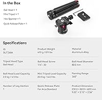 Vista 6 de SmallRig Mini trípode para cámara, trípode de mesa de escritorio actualizado con placa QR compatible con tipo Arca, cabezal de bola de 360°