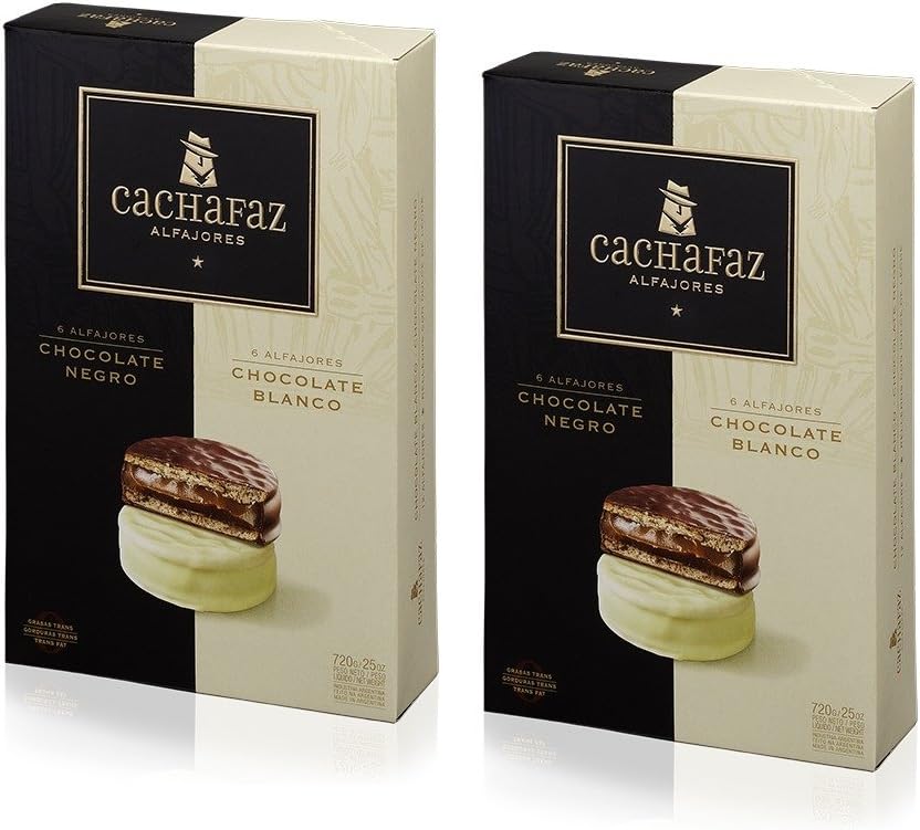 Alfajores Mixtos 12 (6 Covered in Dark Chocolate + 6 Covered w/ White Chocolate) - 2 Pack