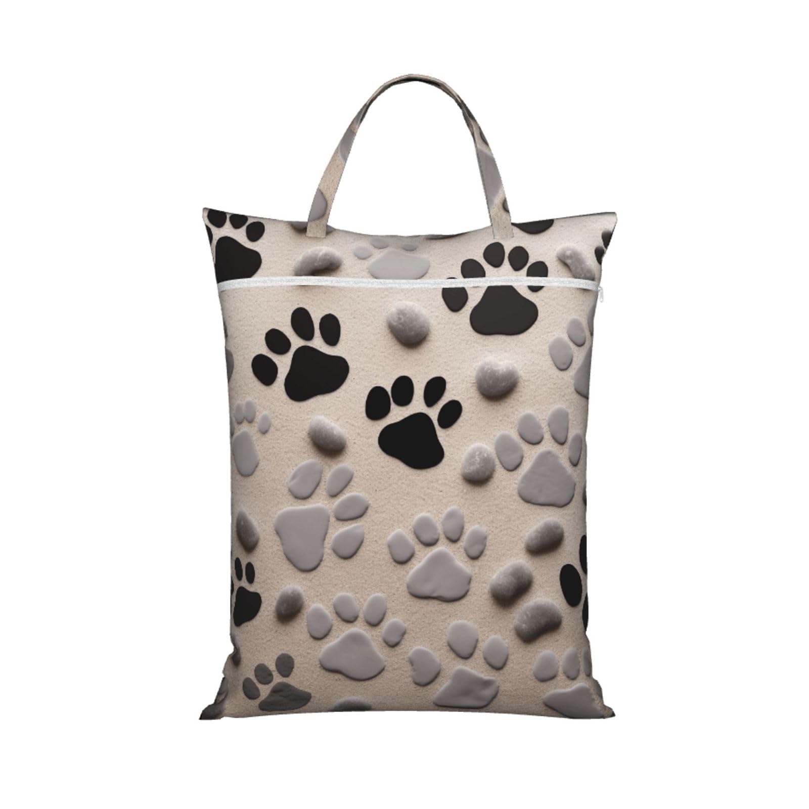 Large Travel Laundry Bags,Animal Paw Prints Print with Handle Foldable Laundry Bag for Holidays Gym Swimming and Family Trips, 1Pcs