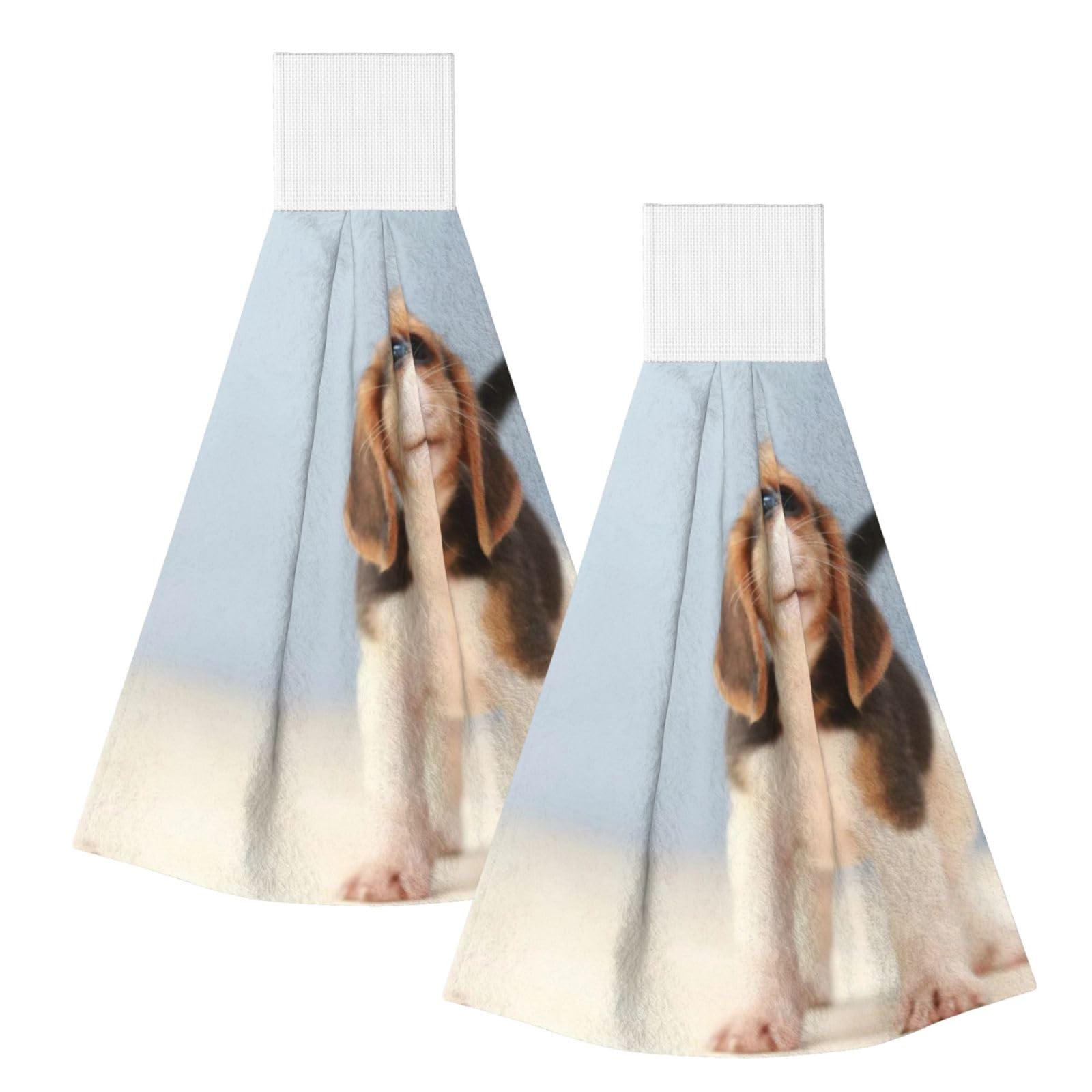 DOPKLNA Beagle Puppy, 2 Pcs Hanging Coral Fiber Hand Towels for Bathroom, Absorbent Kitchen Towels