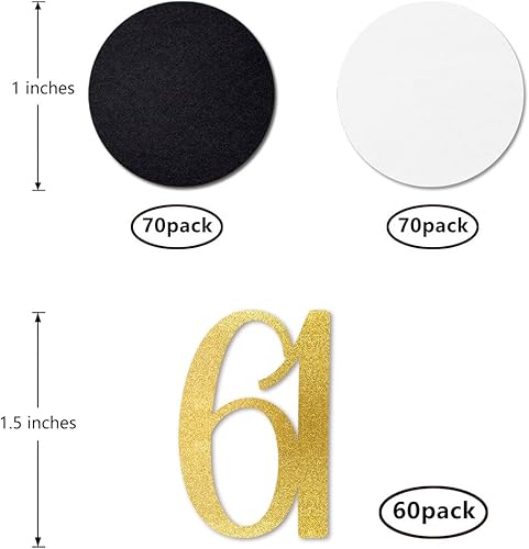 Miniatura 2 de Confeti dorado con purpurina 61, confeti número 61, 200 piezas de decoración de mesa de fiesta de aniversario