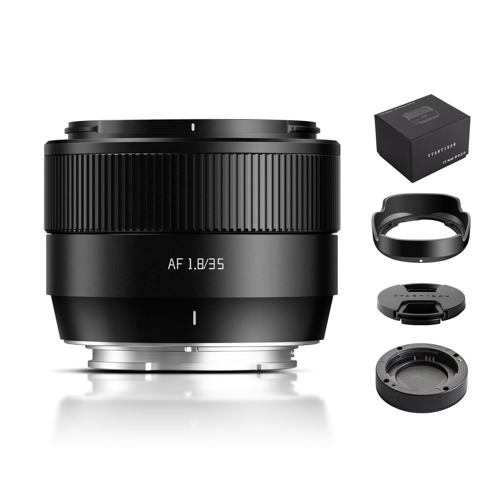 TTARTISAN Autofokus 35 mm F1.8 Mark II E, APS-C AF 35 mm f/1.8 Objektive für E-Mount (E, Schwarz)