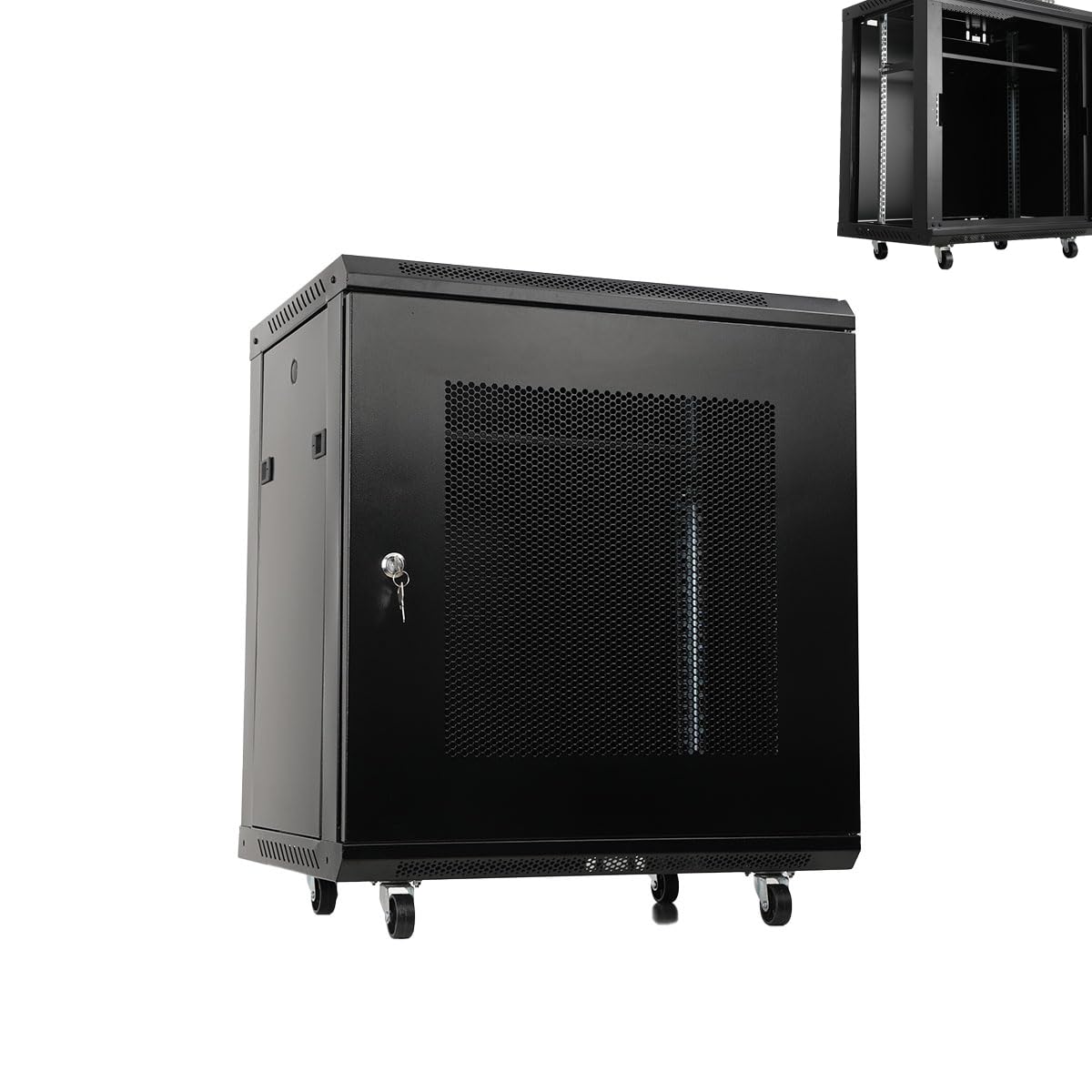 12U Netzwerk-Serverschrank Wandmontage 19 Zoll, max. 60kg | Abschließbare Seitenwände, für Server/Router/Switches/A/V.