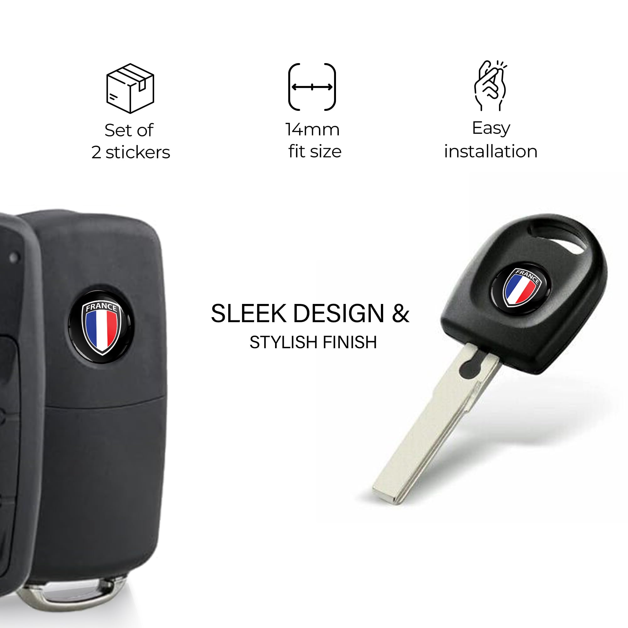 Image secondaire de Lot de 2 autocollants 3D pour clé de télécommande - Drapeau français