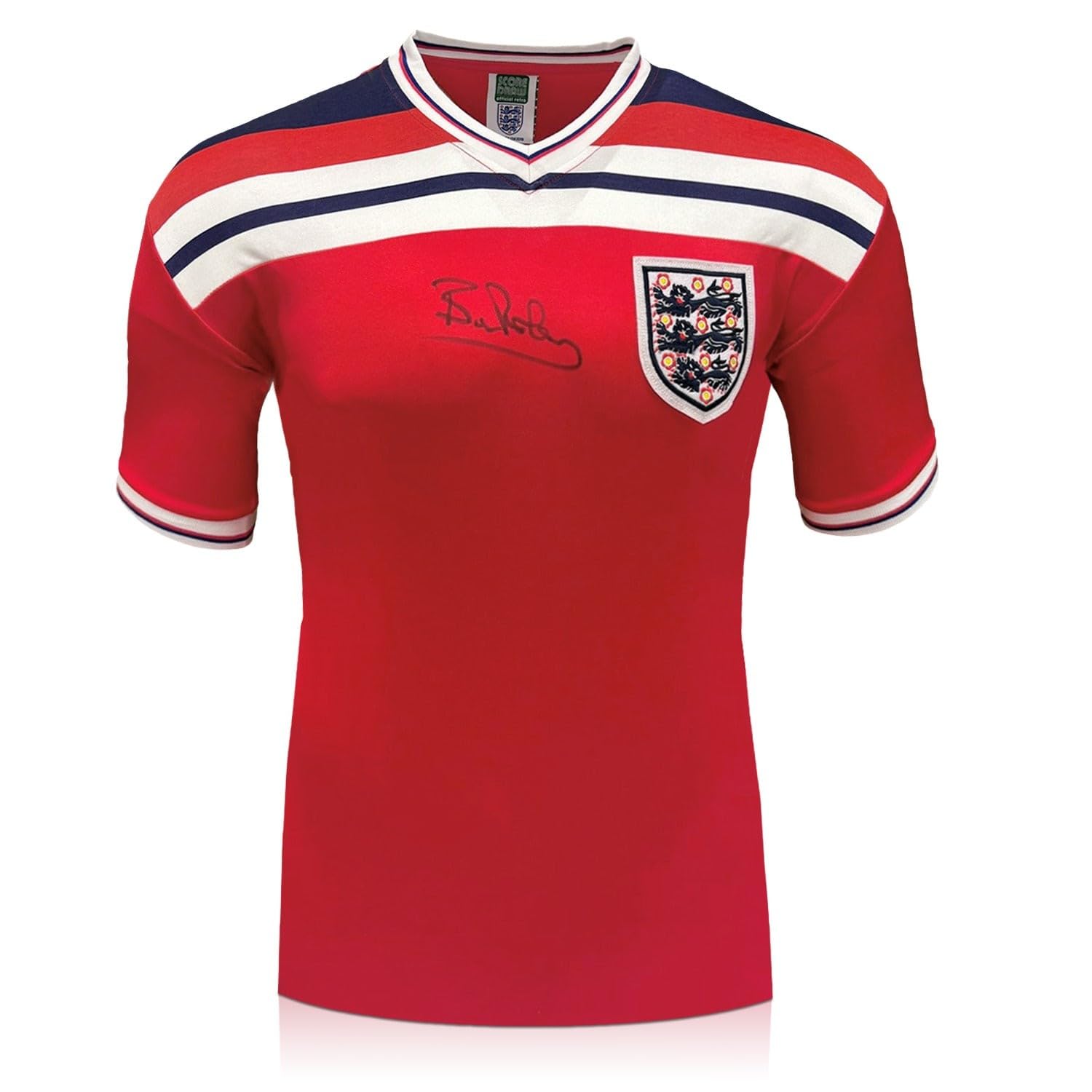 Exclusive Memorabilia Bryan Robson Signed England 1982 Away Football Shirt