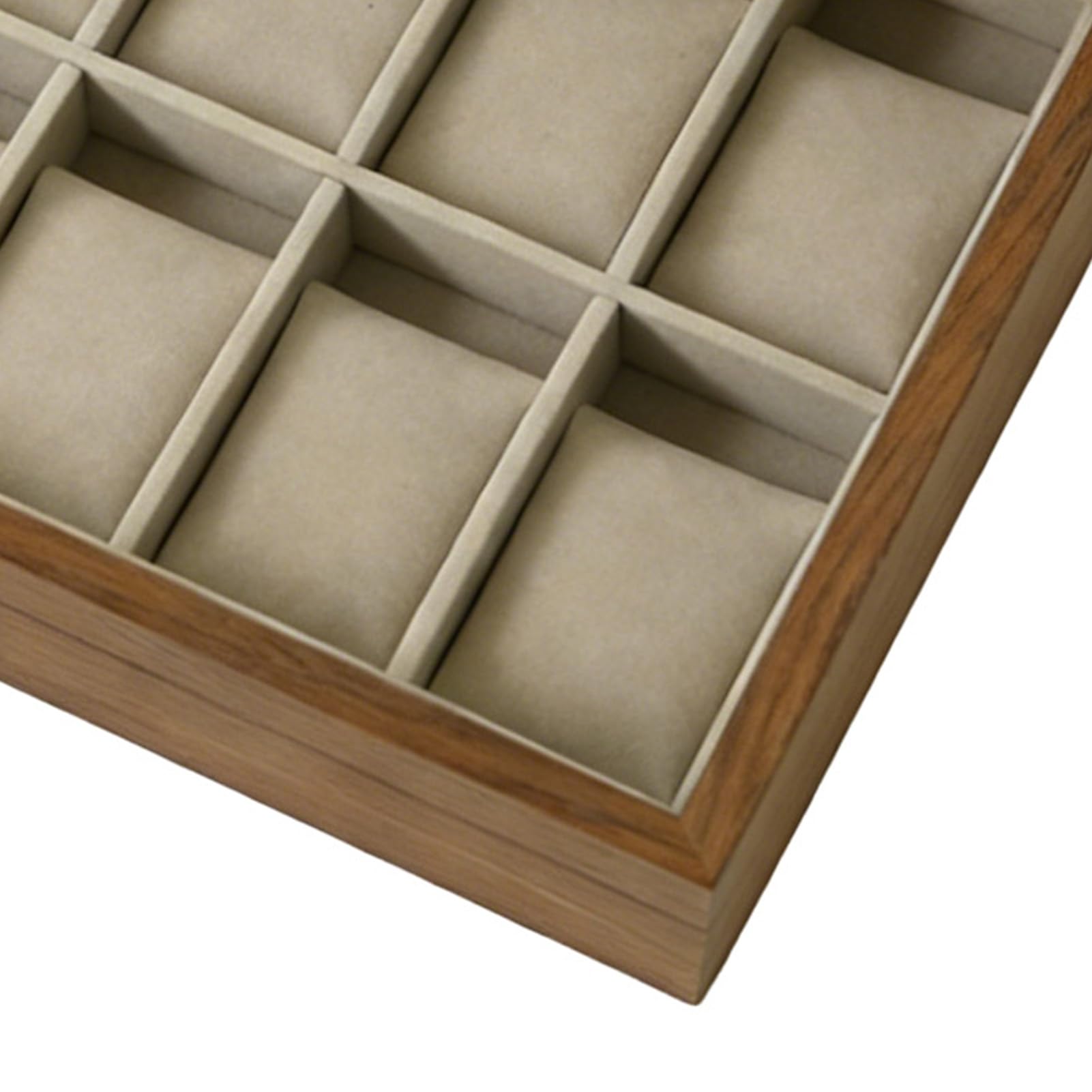 Fabater Scatola per Orologi, Coperchio in Vetro a 12 Scomparti, Pannello in MDF Rivestito in Velluto, Adatta per Vetrine per Orologi Meccanici Al Quarzo, Organizer per con Cuscino Rimovibile per,