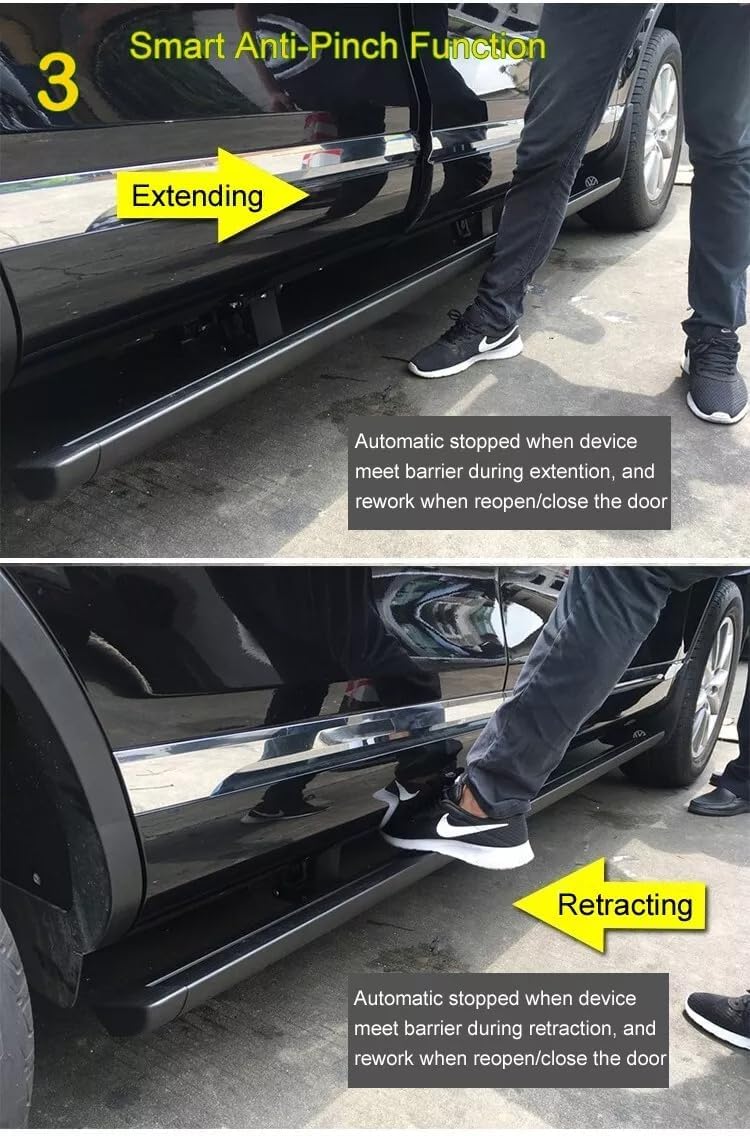 Deployable Electric Running Board Compatible with Mercedes-Benz GLS X167 2020-2025 Side Step Power Nerf Bar, Black+Silver