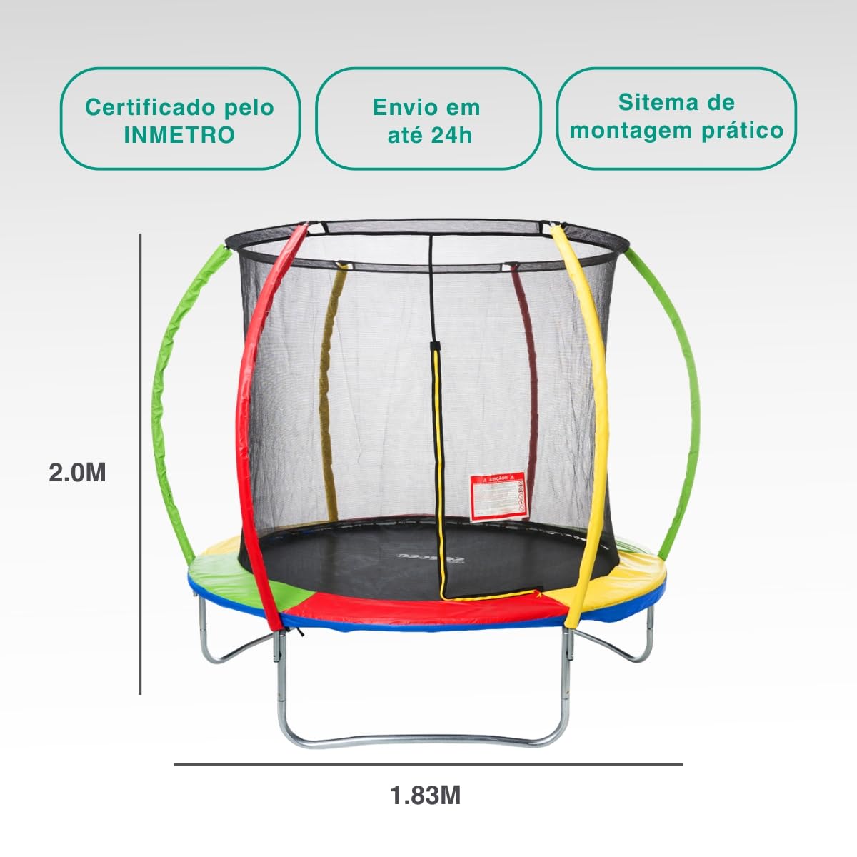 Replay Kids Cama Elástica Pula Pula Trampolim 1,83m, Com Rede e