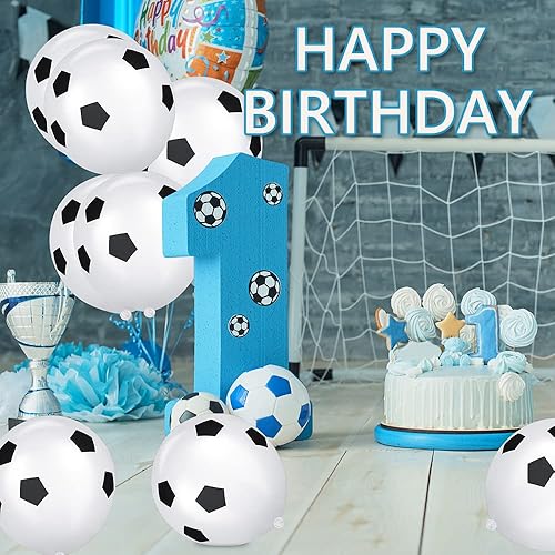 Miniatura 2 de Ainiv 20 globos de fútbol, suministros de fiesta temática de fútbol, globos con patrón de fútbol para deportes escolares, reuniones, juegos, amantes
