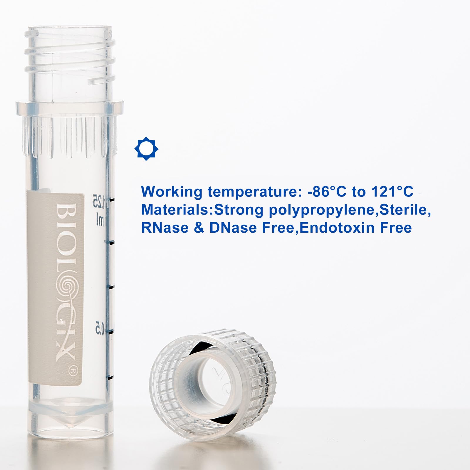 Lot de 100 tubes à échantillons en plastique de 2 ml, tubes d'échantillons en plastique, tubes de congélation de laboratoire avec code d'identification, tubes en plastique (100 pièces, 2,0 ml, pas de