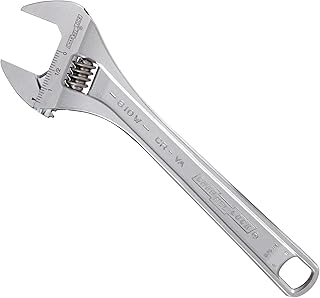 Channellock Adjustable Wrench, 10 in, Chrome, Plain