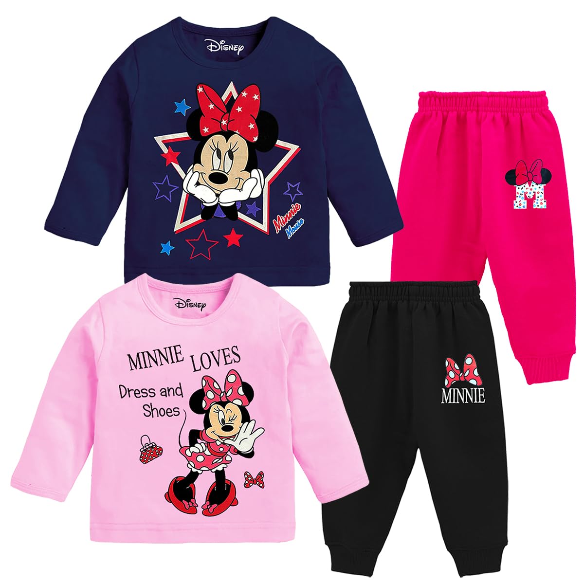 © Disney Girls Regular Fit Cotton T-Shirts and Pyjamas Set