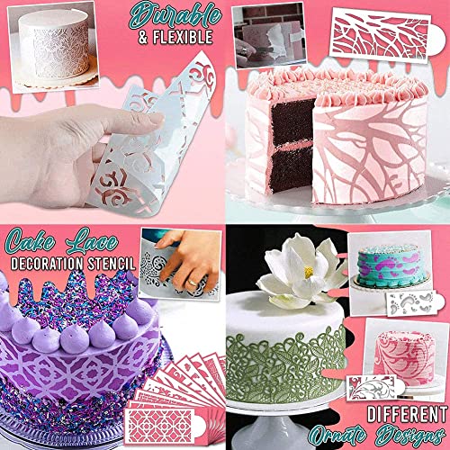 Binbe 24 Pcs Cake Decorating Stencils Floral Wedding Cake Stencil Floral Cake Templates Spray Floral Cake Molds Hollow Lace Cake Decoration Molds Diy Baking Decor Mold For Cake Decoration (24Pcs) #TOP4