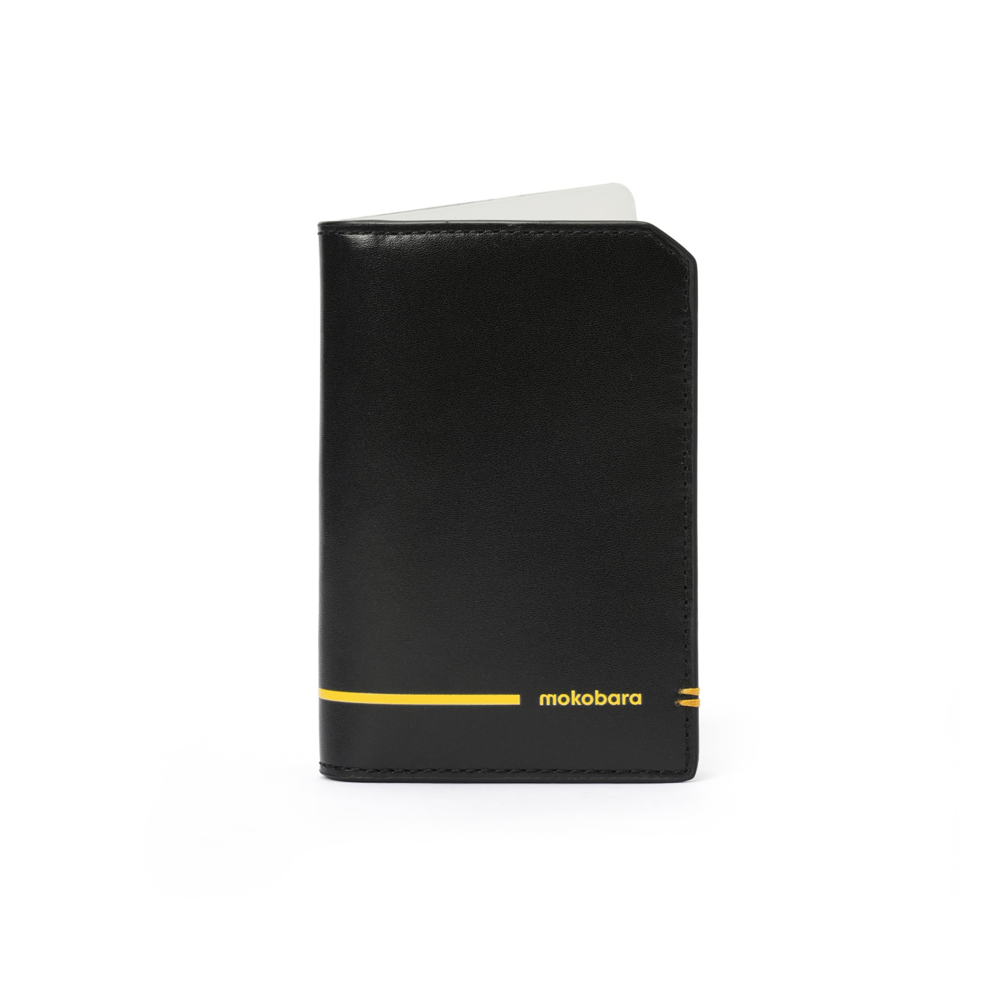 MOKOBARA Stash Card Case | Unisex | Monostriped | Genuine Leather | RFID Protected | Holds Up to 10 Cards | Expandable Cash Pocket | Money Moves (Black)
