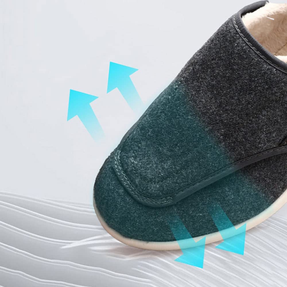 Buty dla diabetyków dla mężczyzn, ciepłe męskie buty do chodzenia Regulowana szerokość zamknięcia X-szerokie trampki na obrzęki stóp (Color : Gris, Size : 46 EU)