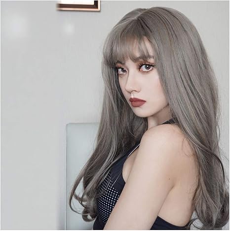 Amazon Co Jp 女性の高冷たい熟女 長い髪 ストレートの髪 フルバン フルヘッドかつら カール 染め トリミング 快適で通気性 茶色 服 ファッション小物