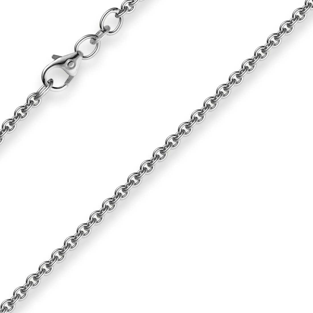 2,3mm Kette Collier Rundankerkette aus 585 Gold Weißgold 45cm, Goldkette