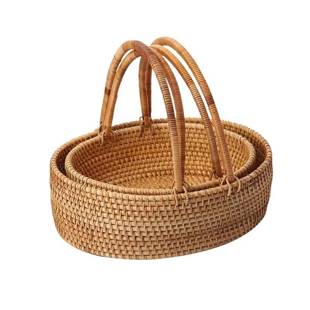 Basket Storage Box Kitchen bedroom Accessories Rattan Weaving Oval Outdoor Portable Picking Snack Household Fruit
