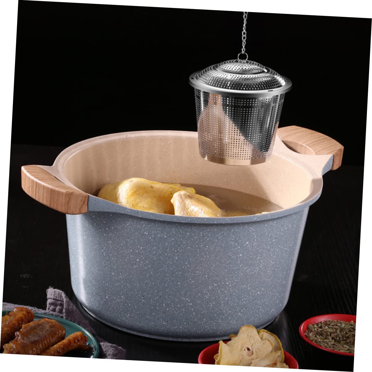 OFFSCH 304 Stainless Steel Mesh Ball Tea Strainer Hot Pot Seasoning Strainer Filter for Cooking Infuser