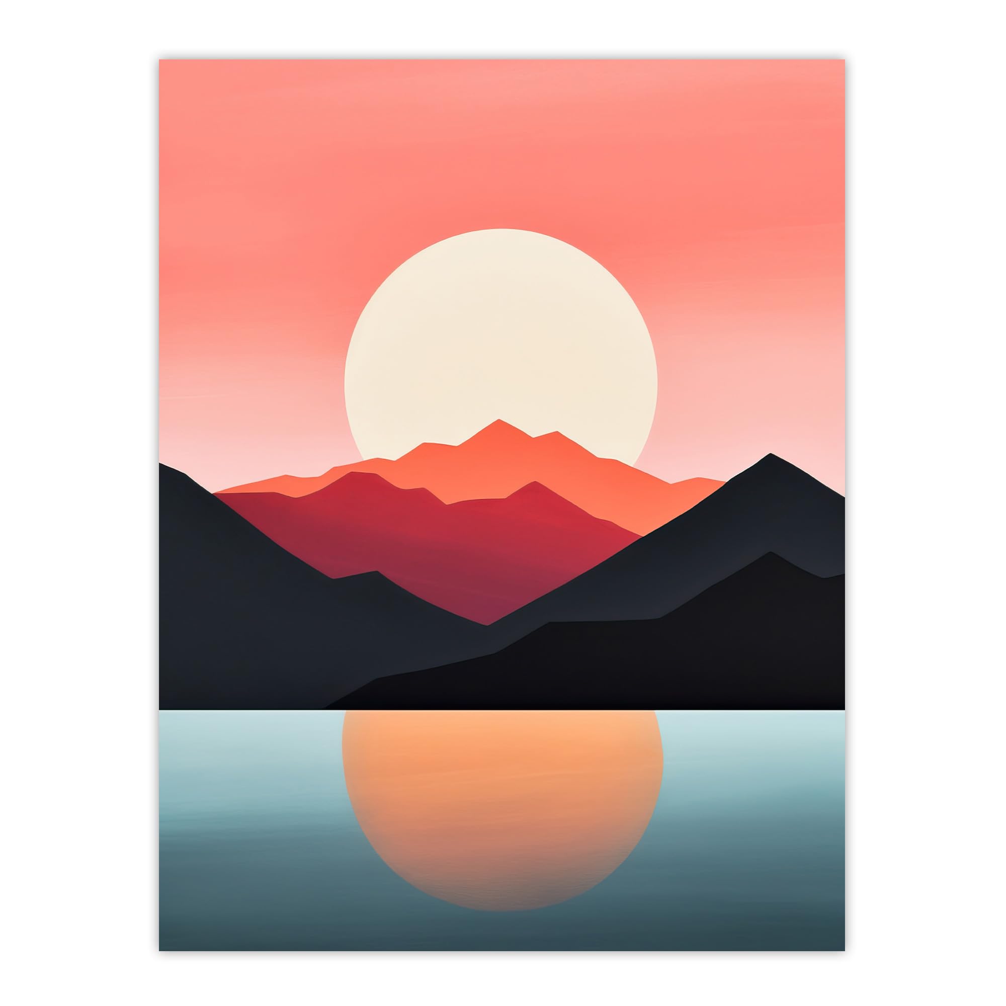 Artery8 Wall Art Poster Print - Sea At Sunrise - Minimalist Painting - 18x24 Inch
