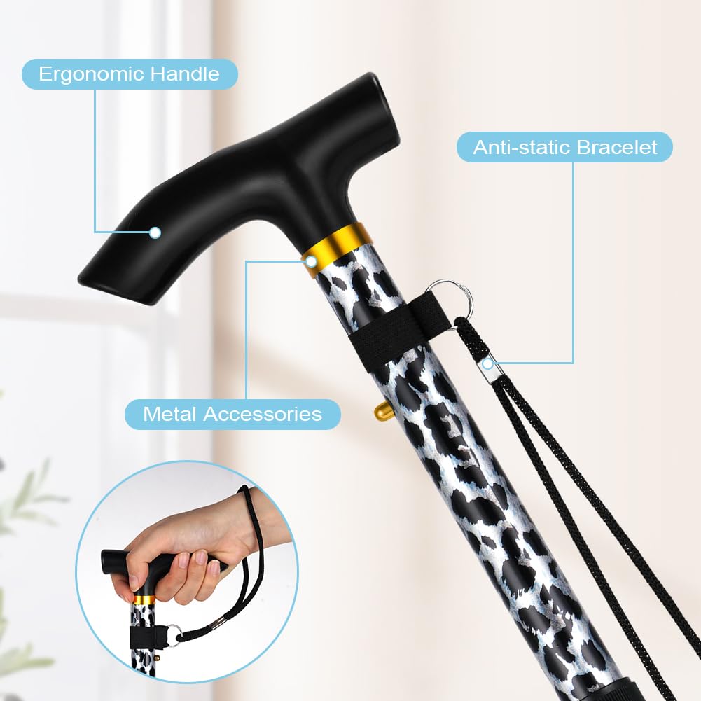 Flintronic Bastone Pieghevole, Bastoni da Passeggio Regolabili, Bastone da Passeggio per Adulti e Anziani, Bastoncino da Viaggio Portatile, Ausilio per la Mobilità per Uomoe Donna